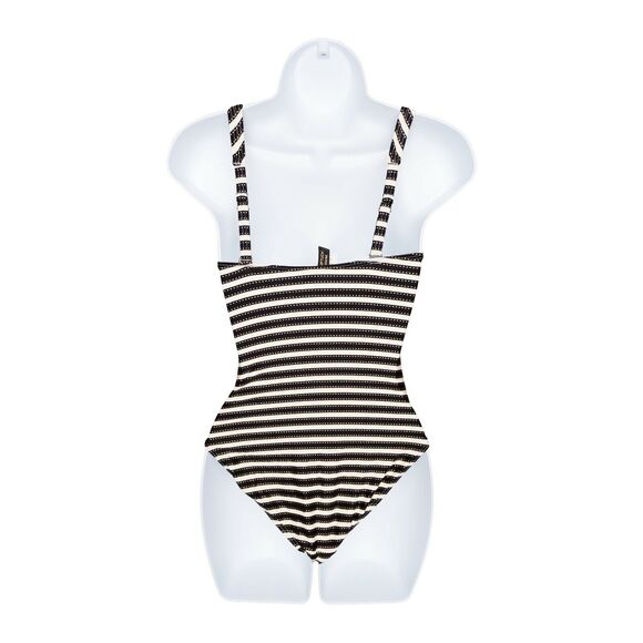 Nip Tuck Stripe Joanne Twist Front One Piece Swimsuit Gold/Black Size 8 - Picture 2 of 2